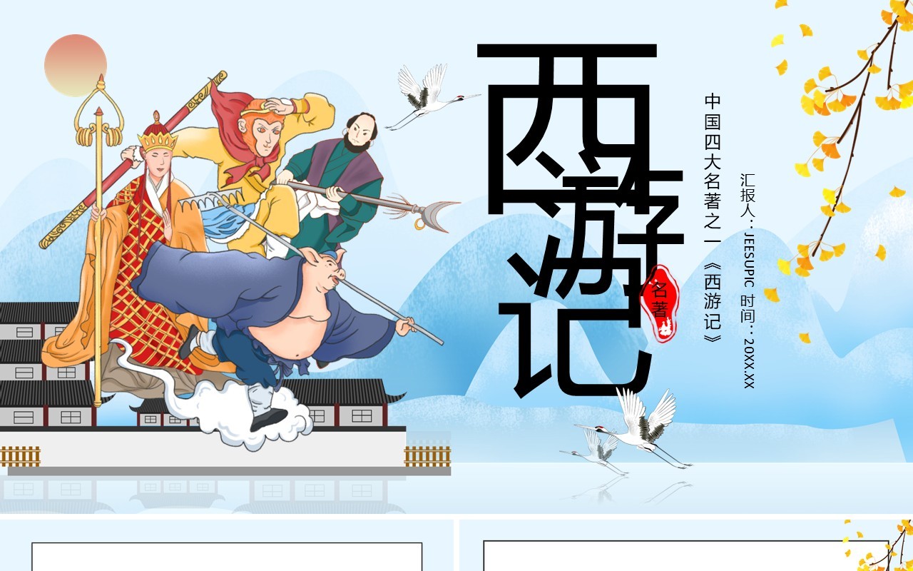 经典作品西游记名著介绍课件PPT模板