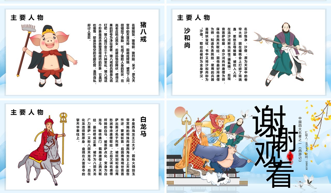 经典作品西游记名著介绍课件PPT模板