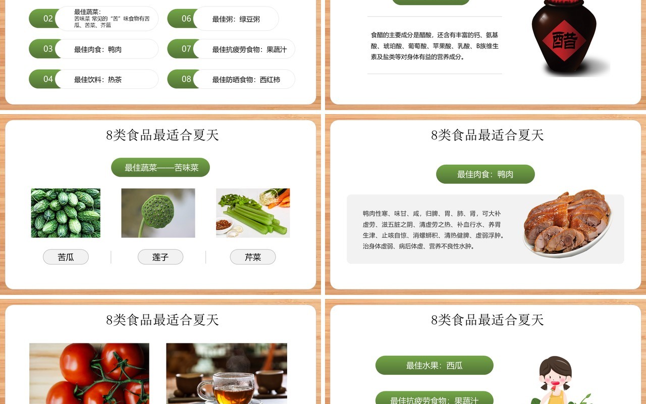绿色简约风夏季健康饮食知识PPT模板