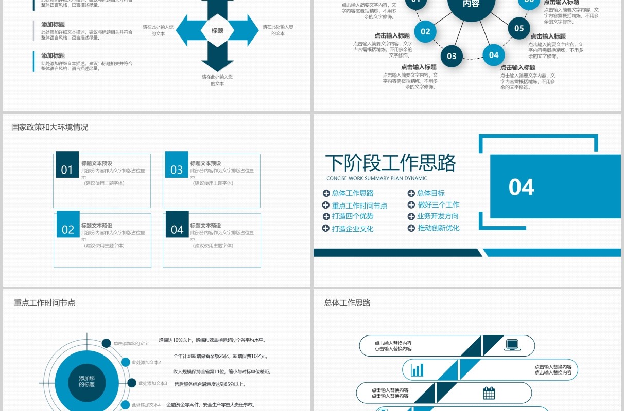 蓝色商务公司经营分析工作报告PPT模板