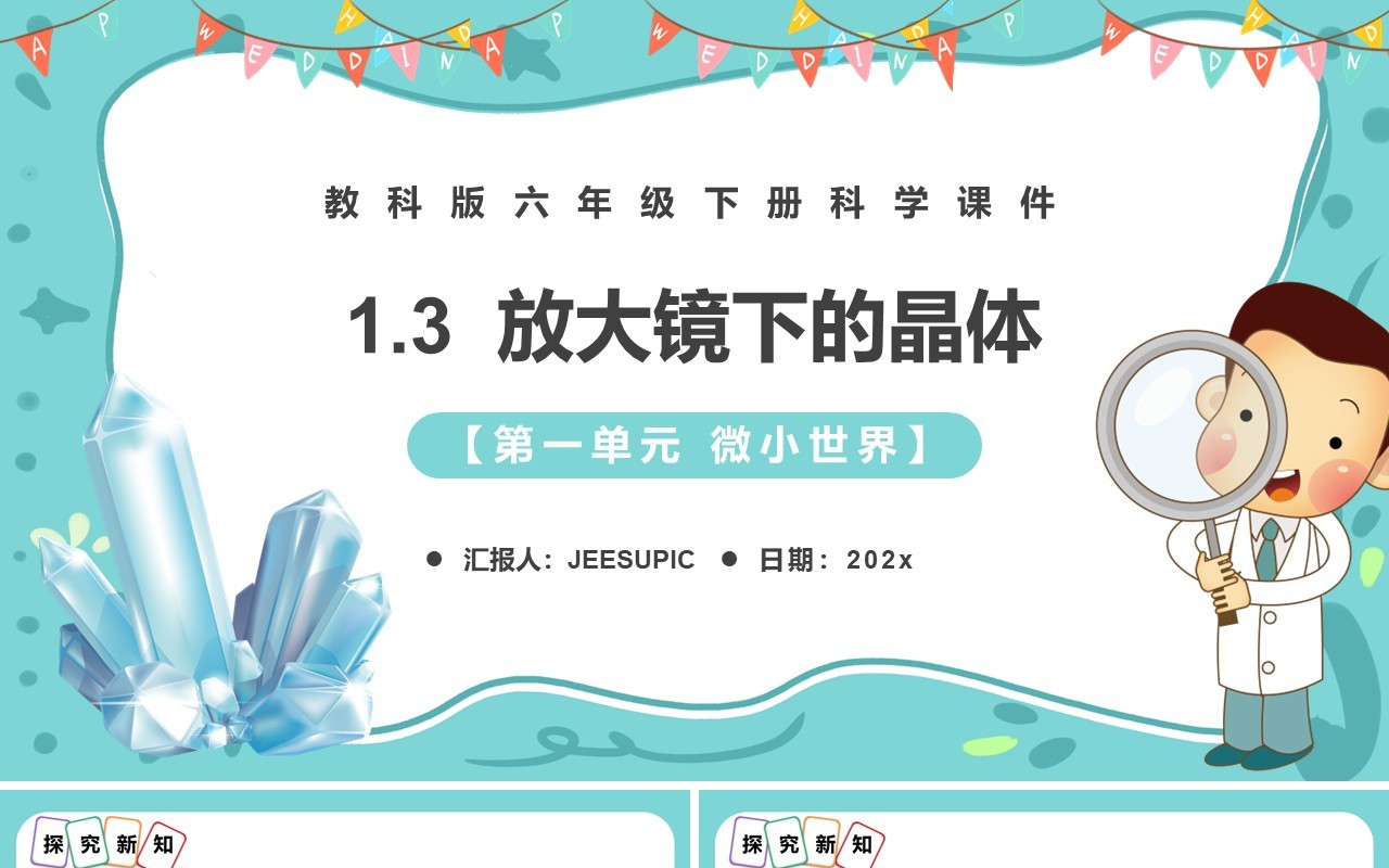 教科版六年级科学下册放大镜下的晶体课件PPT模板