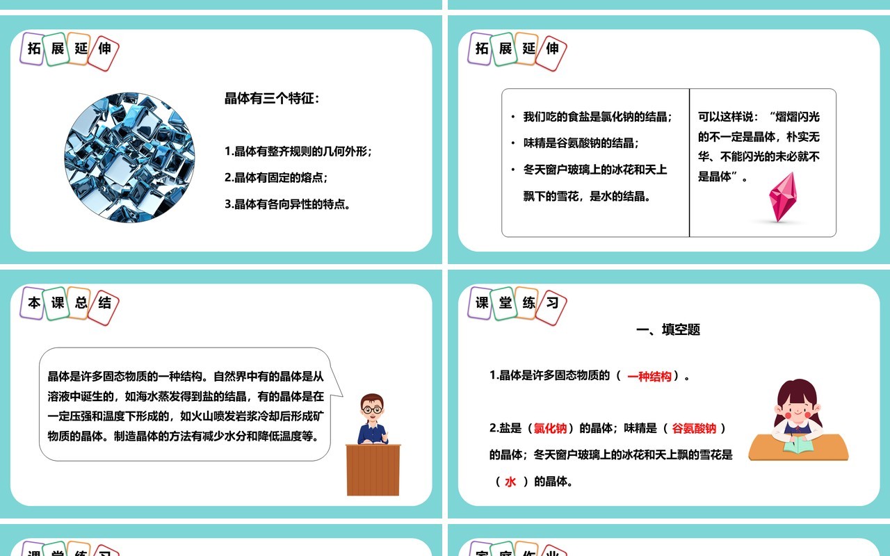 教科版六年级科学下册放大镜下的晶体课件PPT模板
