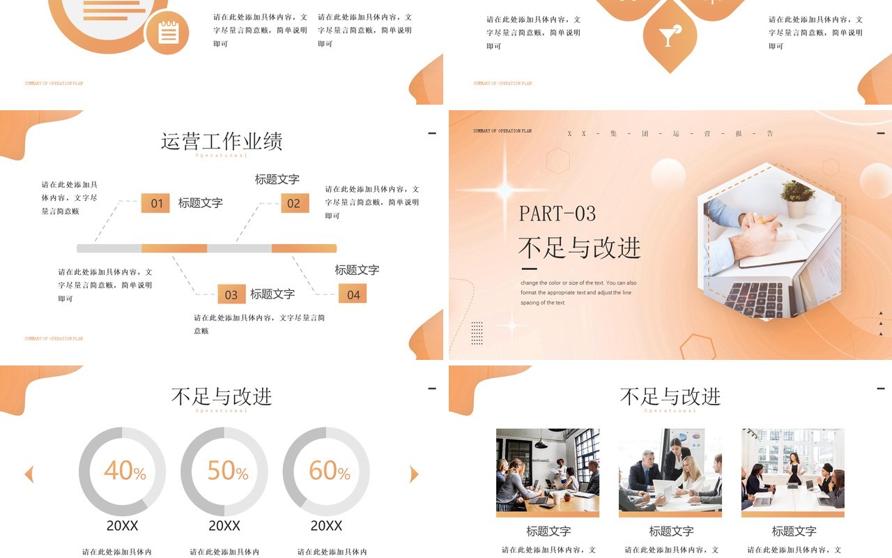 橙色商务风运营计划总结PPT模板
