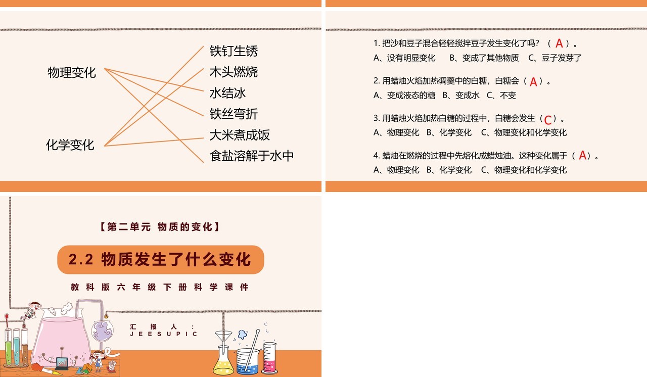 教科版六年级科学下册物质发生了什么变化课件PPT模板