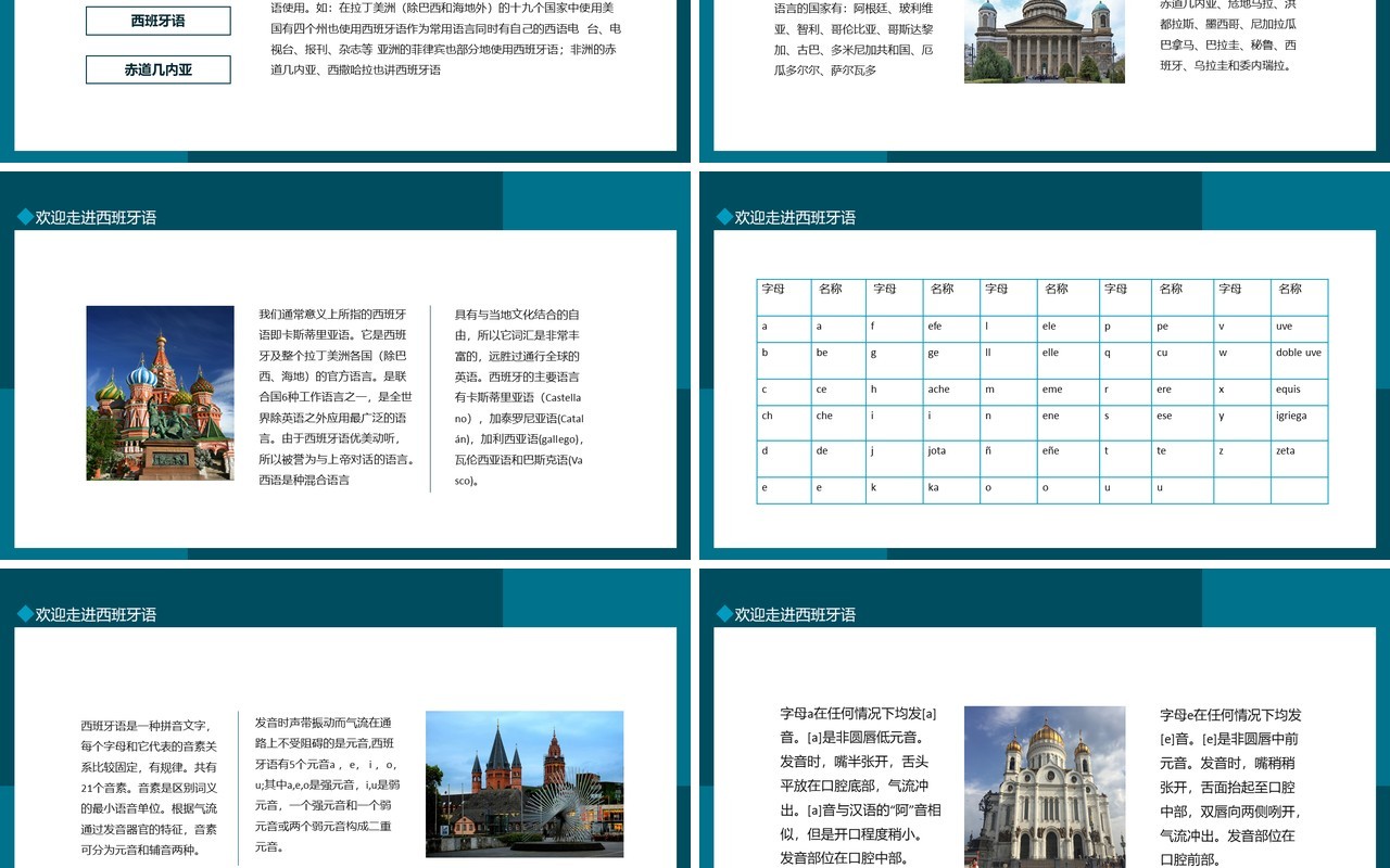 西班牙语入门学习欢迎走进西班牙语动态PPT模板