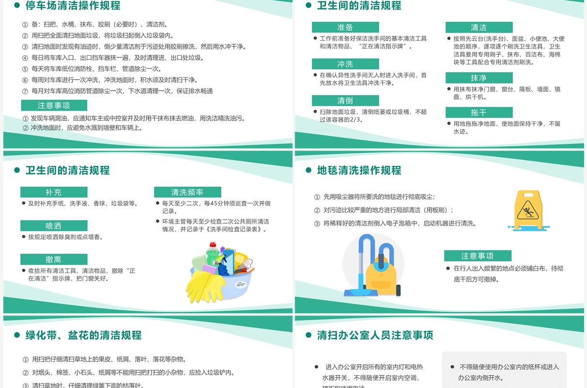 绿色简约风保洁实操培训PPT模板