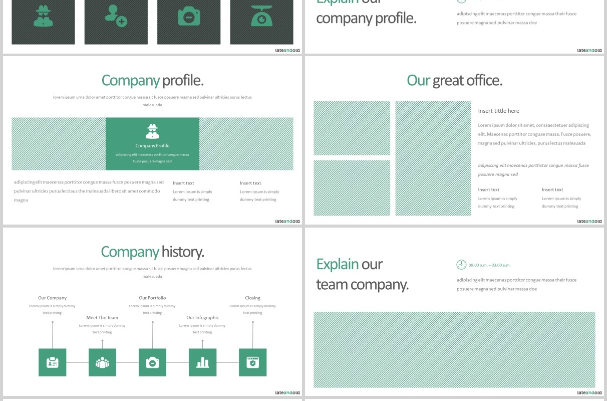 公司简介企业宣传PPT模板版式设计Late and Old - Powerpoint Template