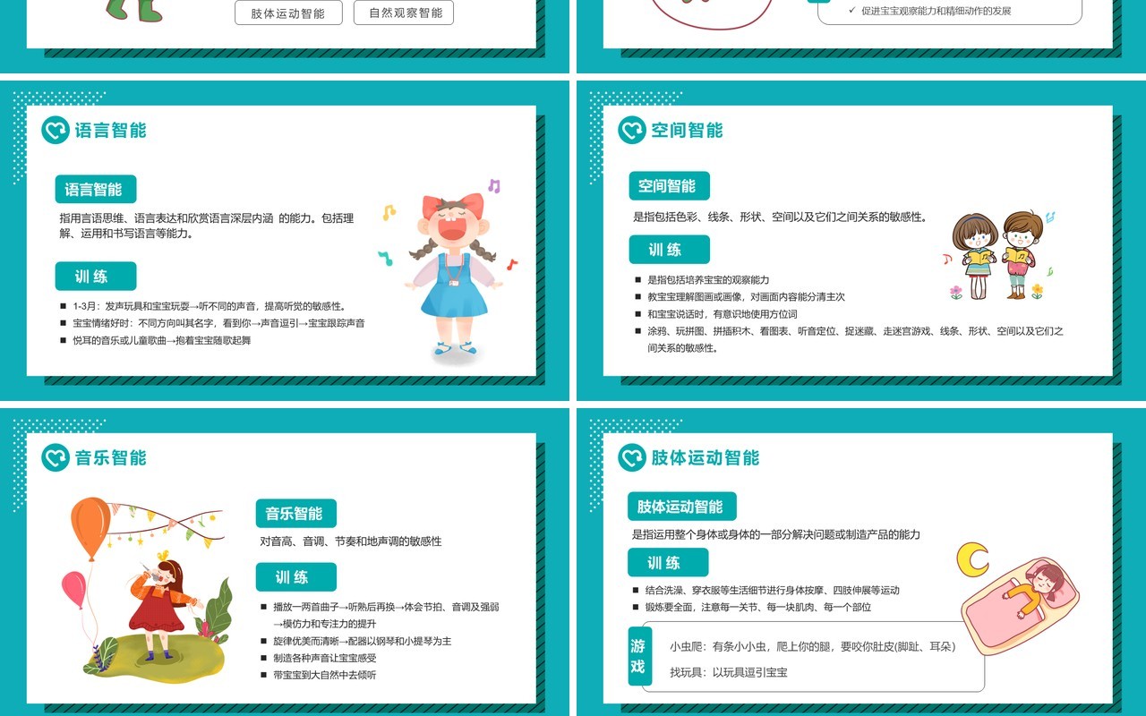 蓝色卡通风0-3岁婴幼儿早期教育知识课件动态PPT模版