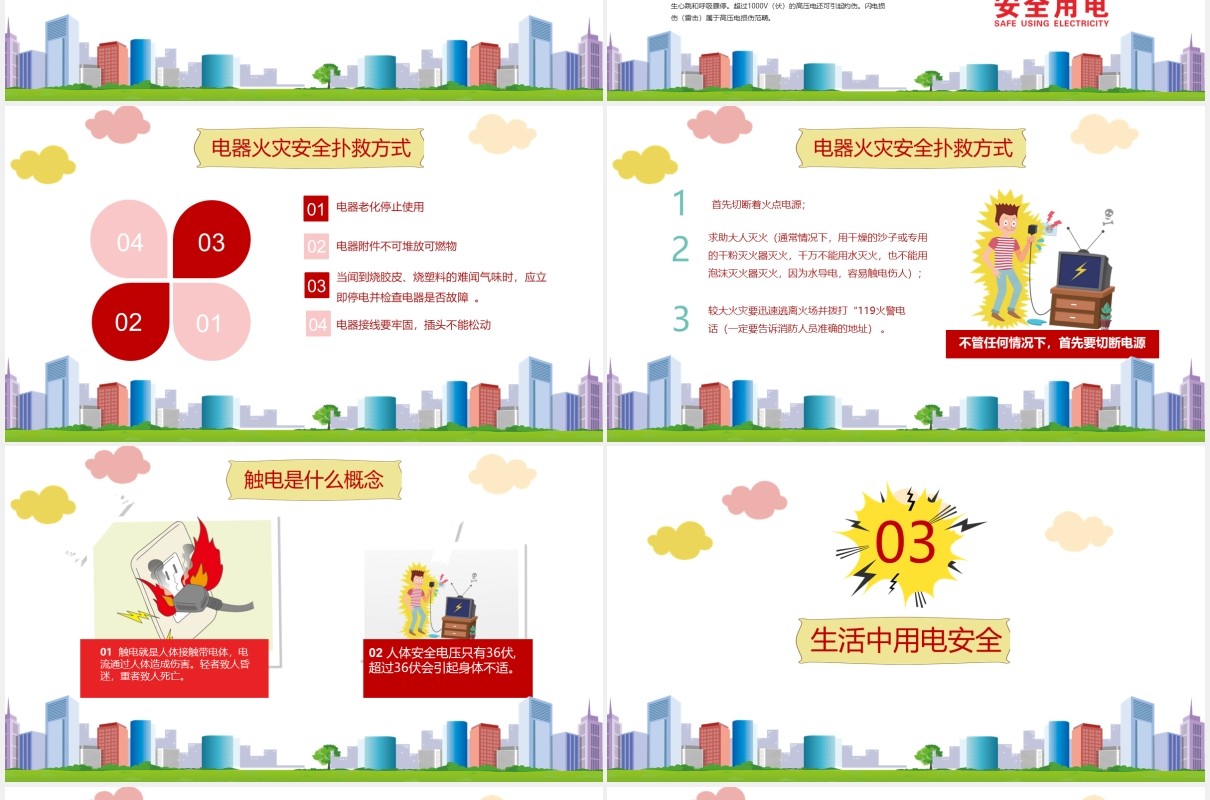 中小学生卡通安全用电教育课件PPT模板