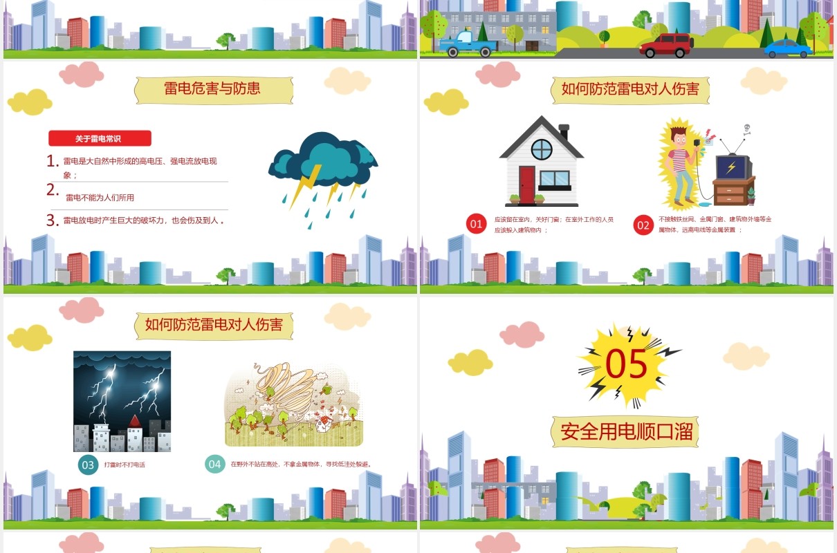 中小学生卡通安全用电教育课件PPT模板