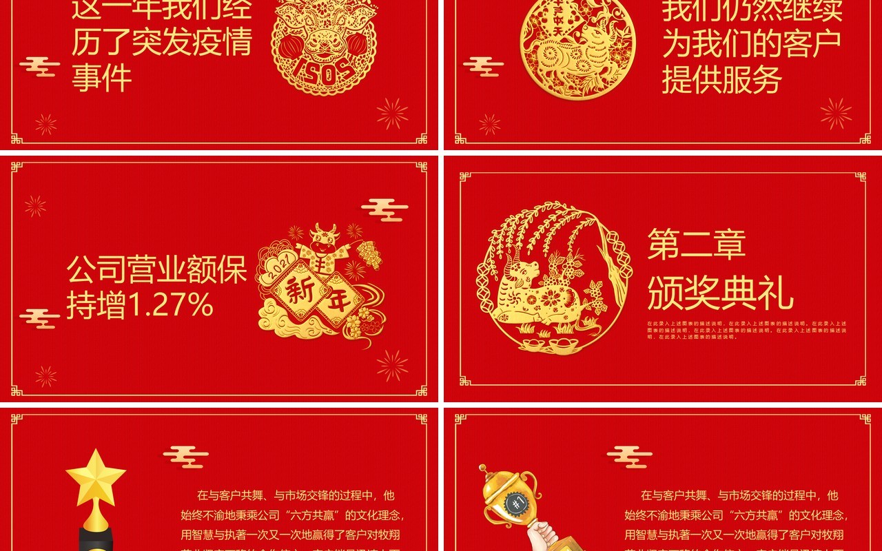 红色国风喜庆2021年春节联欢晚会活动策划公司年会PPT模板