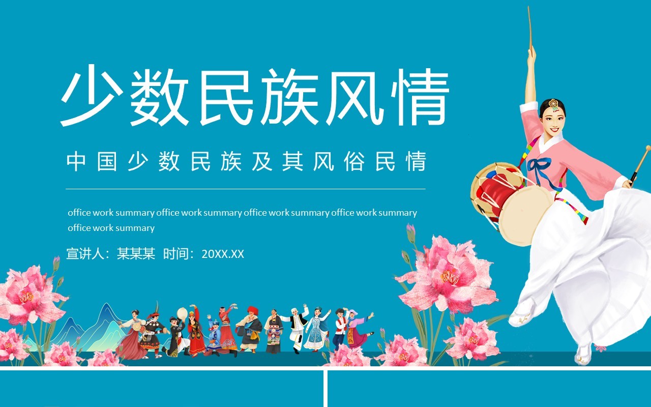 中国少数民族及其风俗民情动态PPT模板