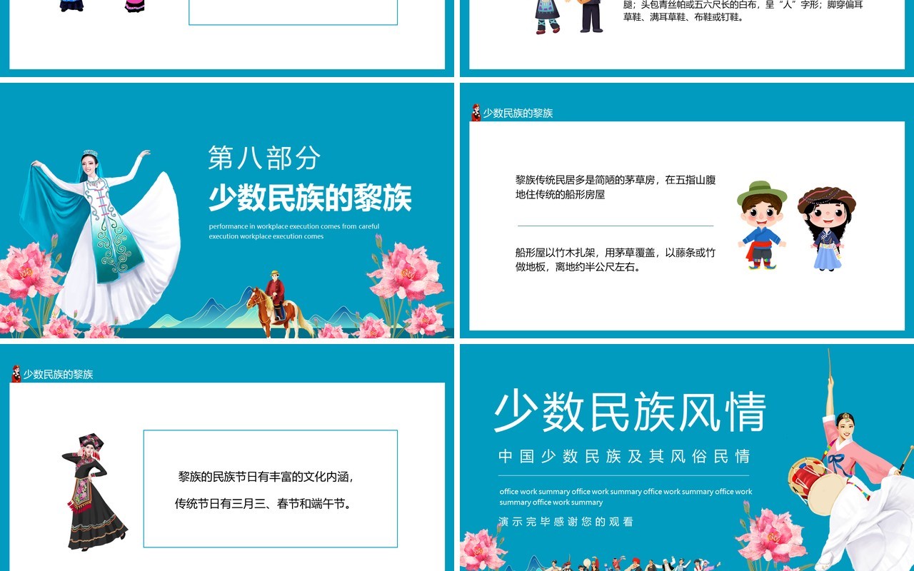 中国少数民族及其风俗民情动态PPT模板