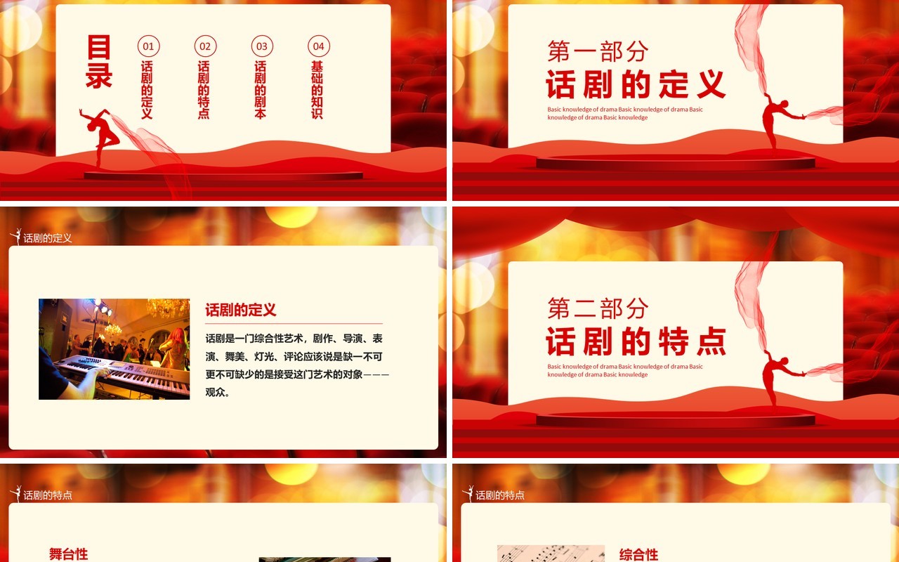 话剧的定义特点及剧本基础知识动态PPT模板