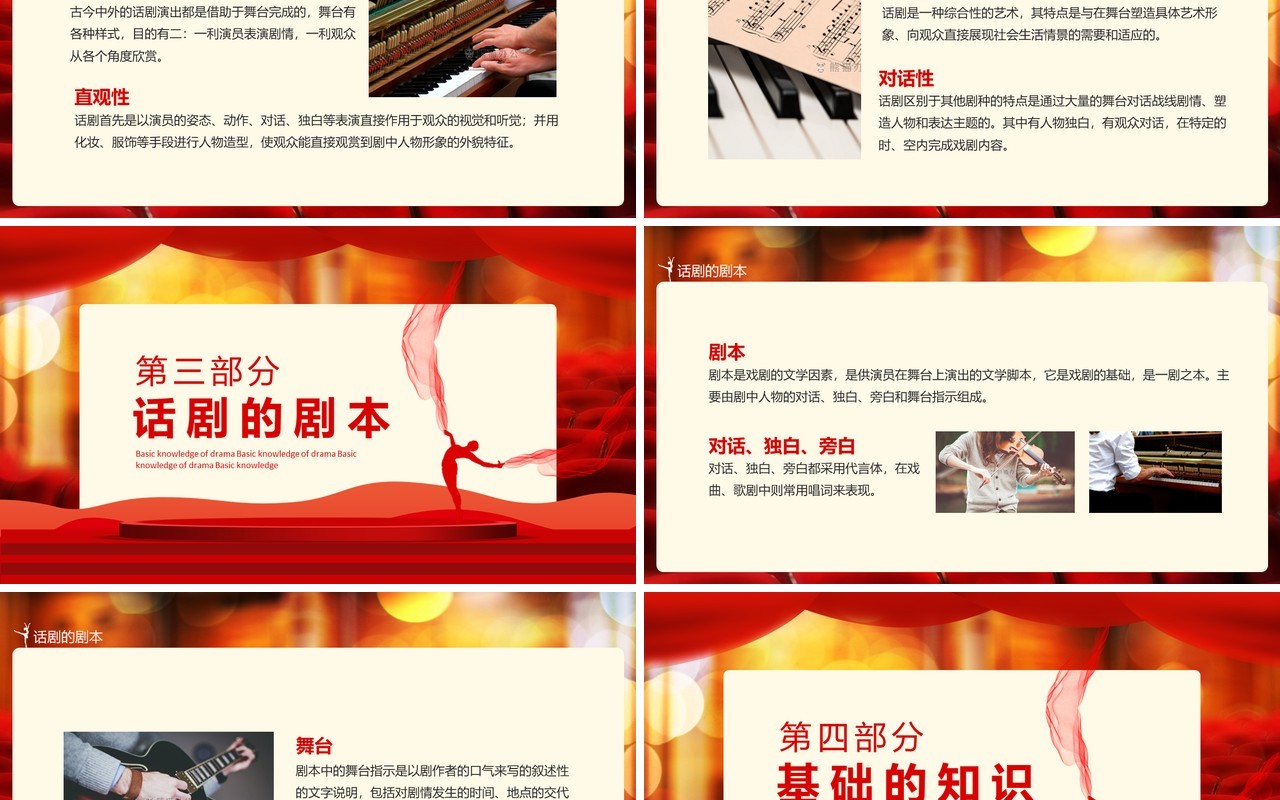 话剧的定义特点及剧本基础知识动态PPT模板