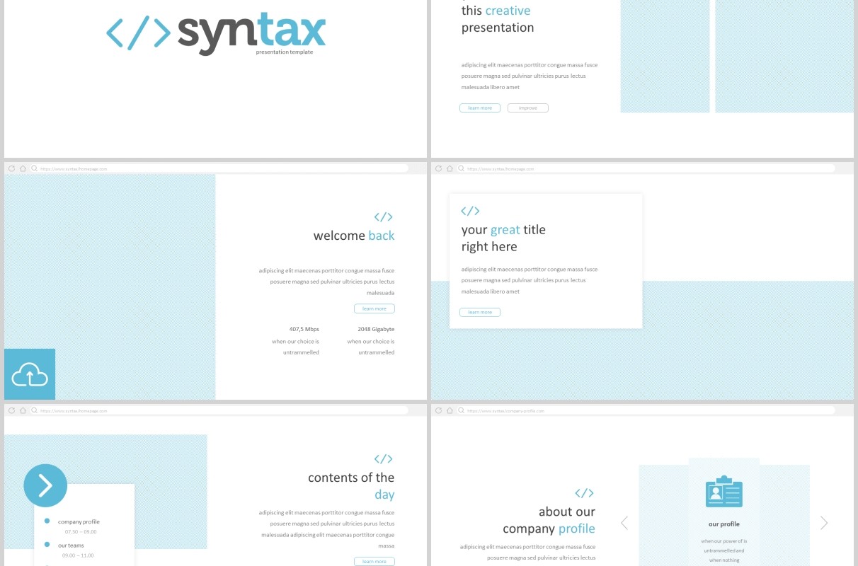 公司企业介绍宣传PPT版式模板Syntax - Powerpoint Template