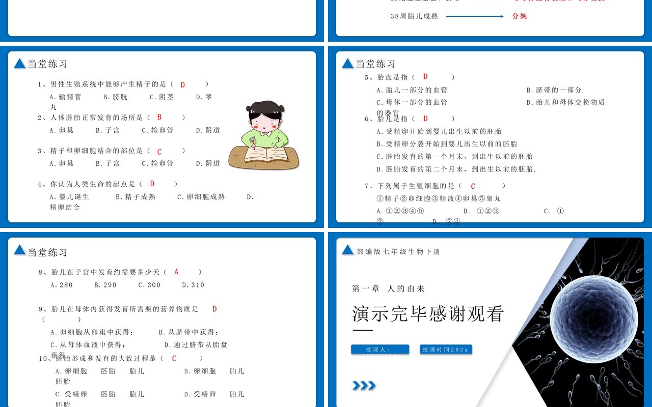 部编版七年级生物下册人的生殖课件PPT模板