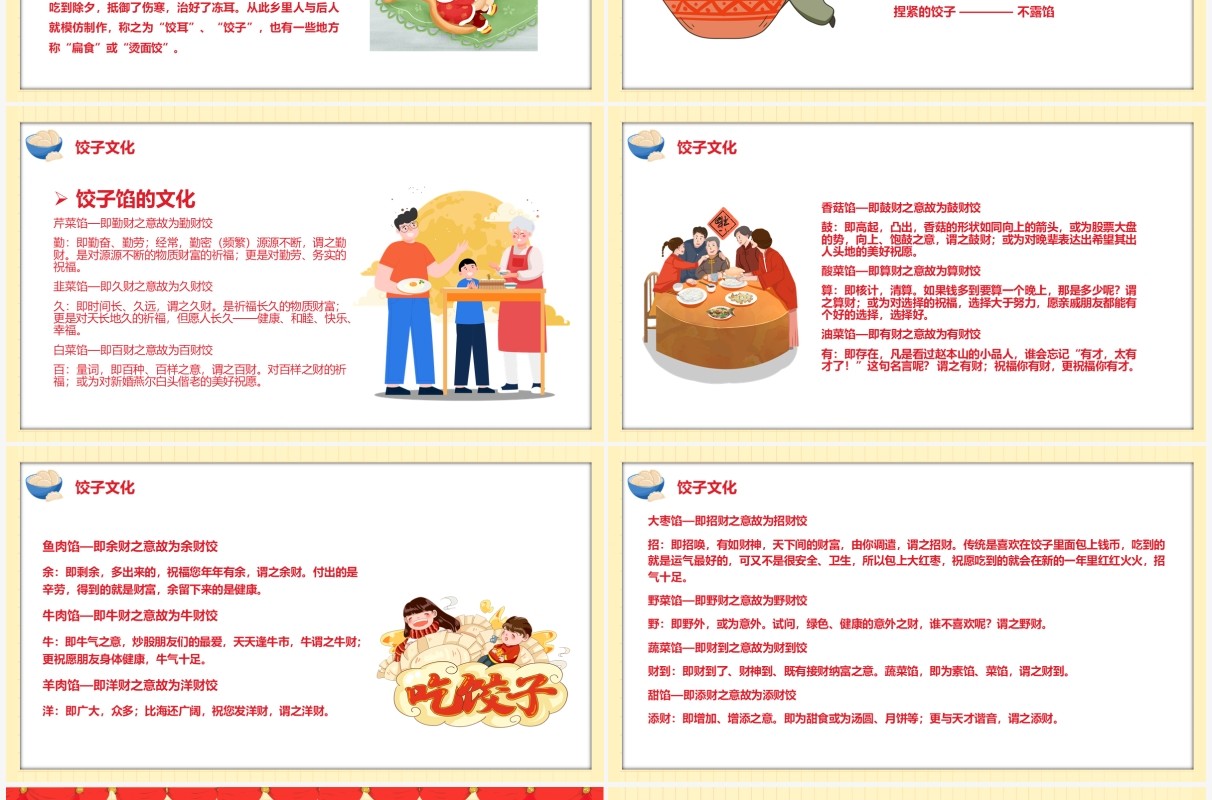 红色2022过年包饺子习俗介绍PPT模板