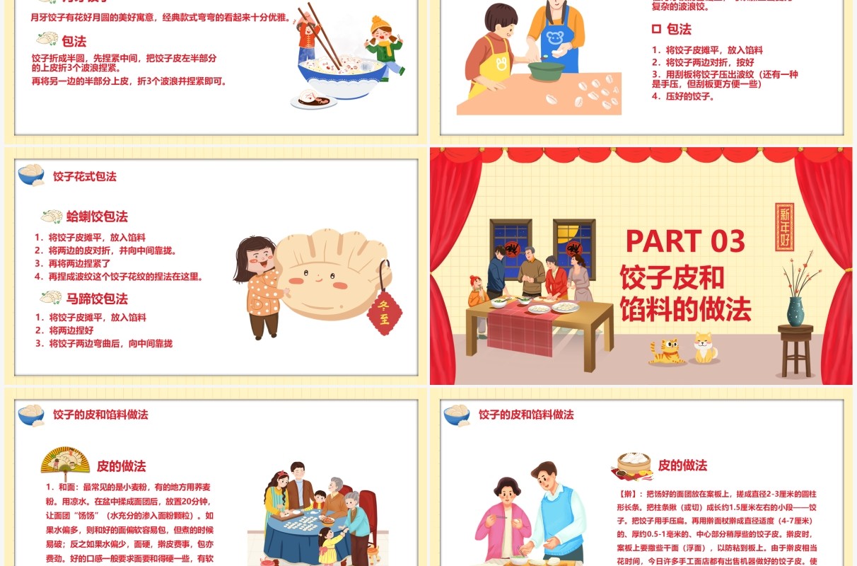 红色2022过年包饺子习俗介绍PPT模板