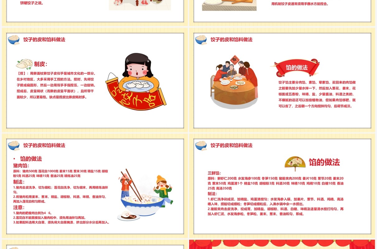 红色2022过年包饺子习俗介绍PPT模板