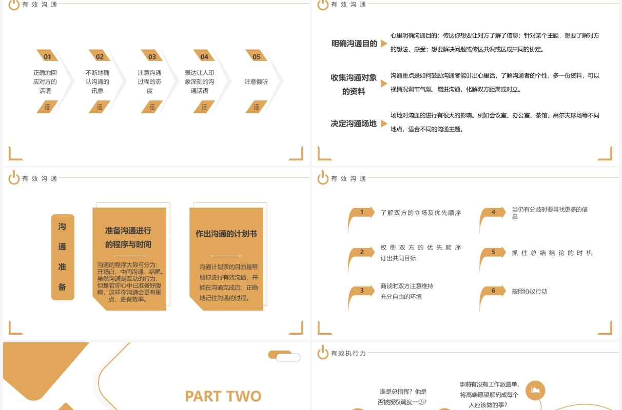 黄色简约风有效沟通与有效执行力PPT模板