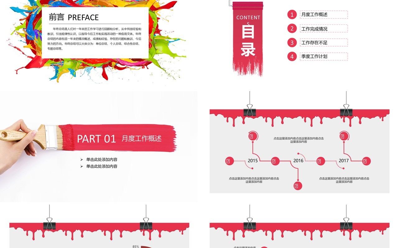现代艺术工作总结PPT模板汇报