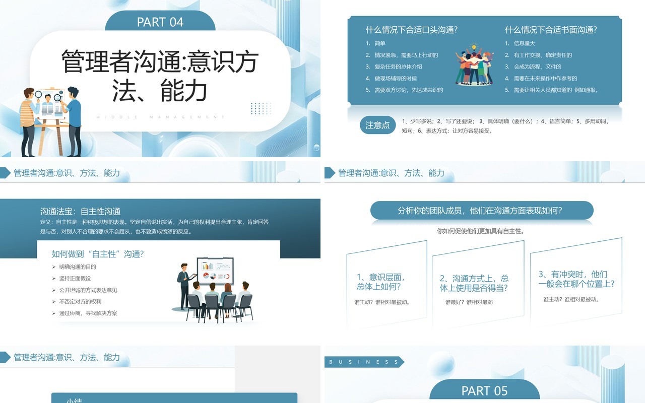 蓝色简约风中层管理者领导力提升培训PPT模板