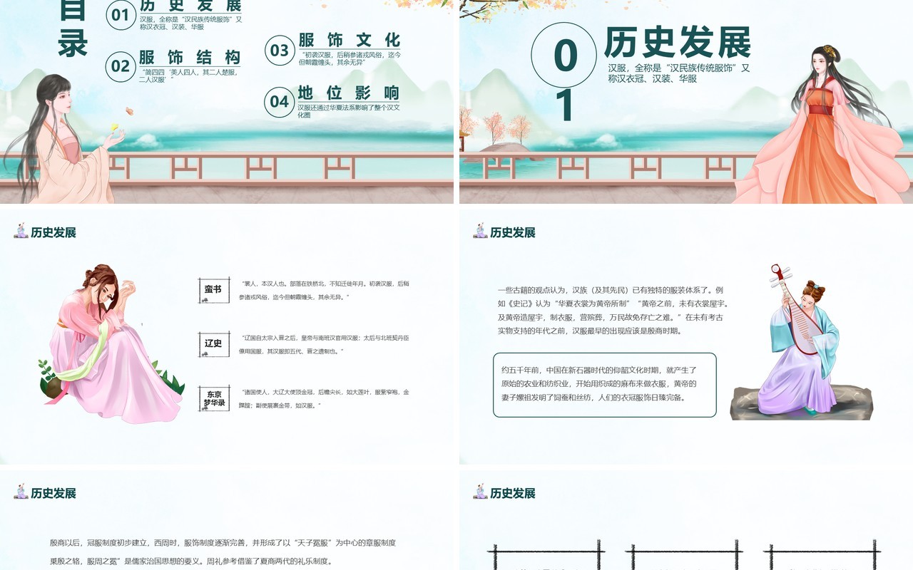 传统汉服文化影响历史发展简介动态PPT模板