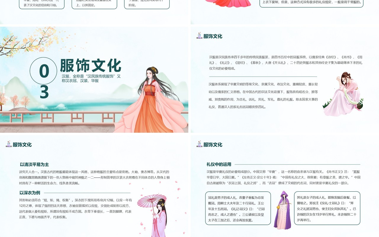 传统汉服文化影响历史发展简介动态PPT模板
