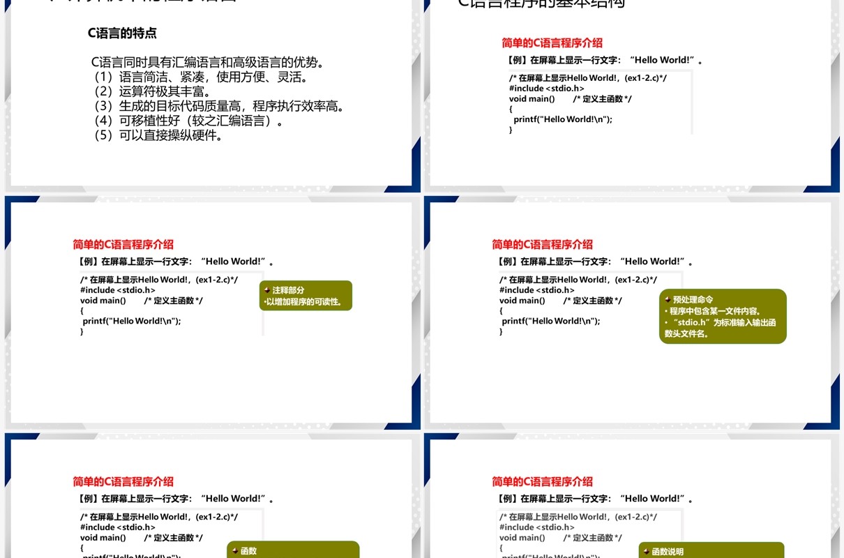 简约风C语言程序设计PPT模板