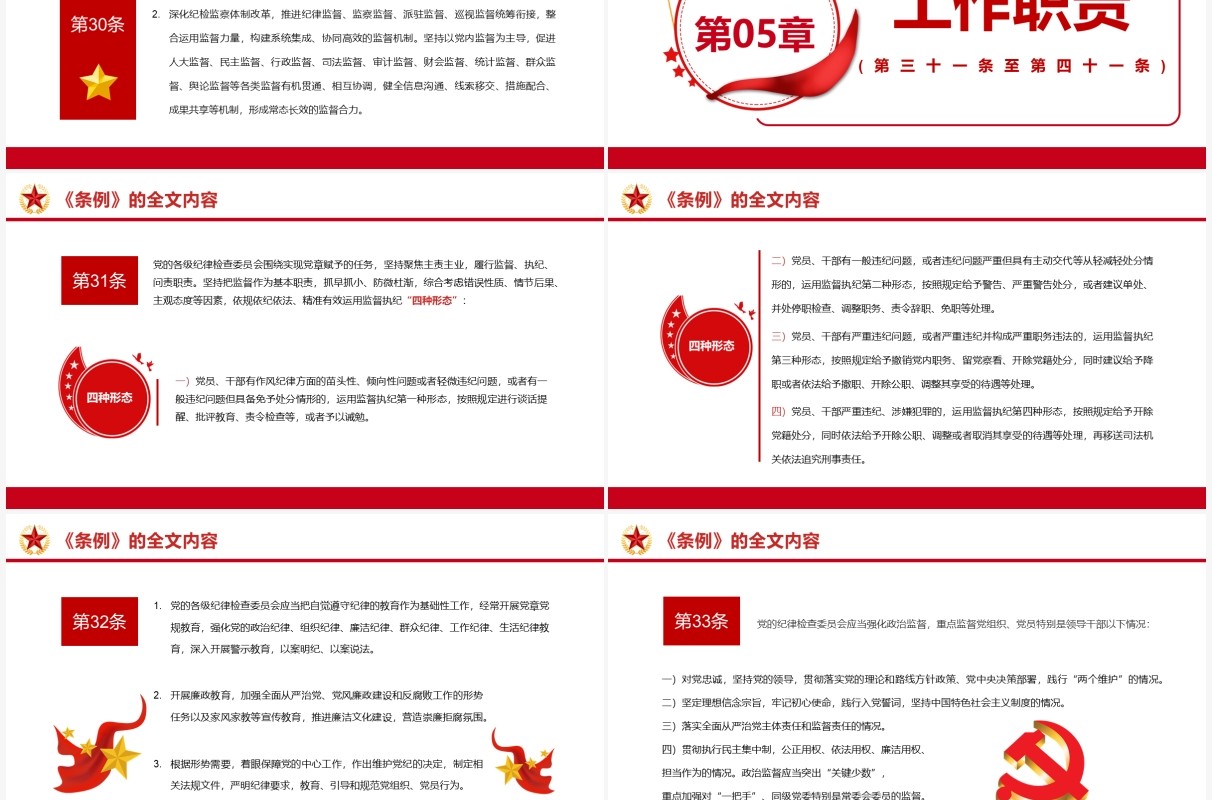 红色简约纪律检查委员会工作条例PPT模板