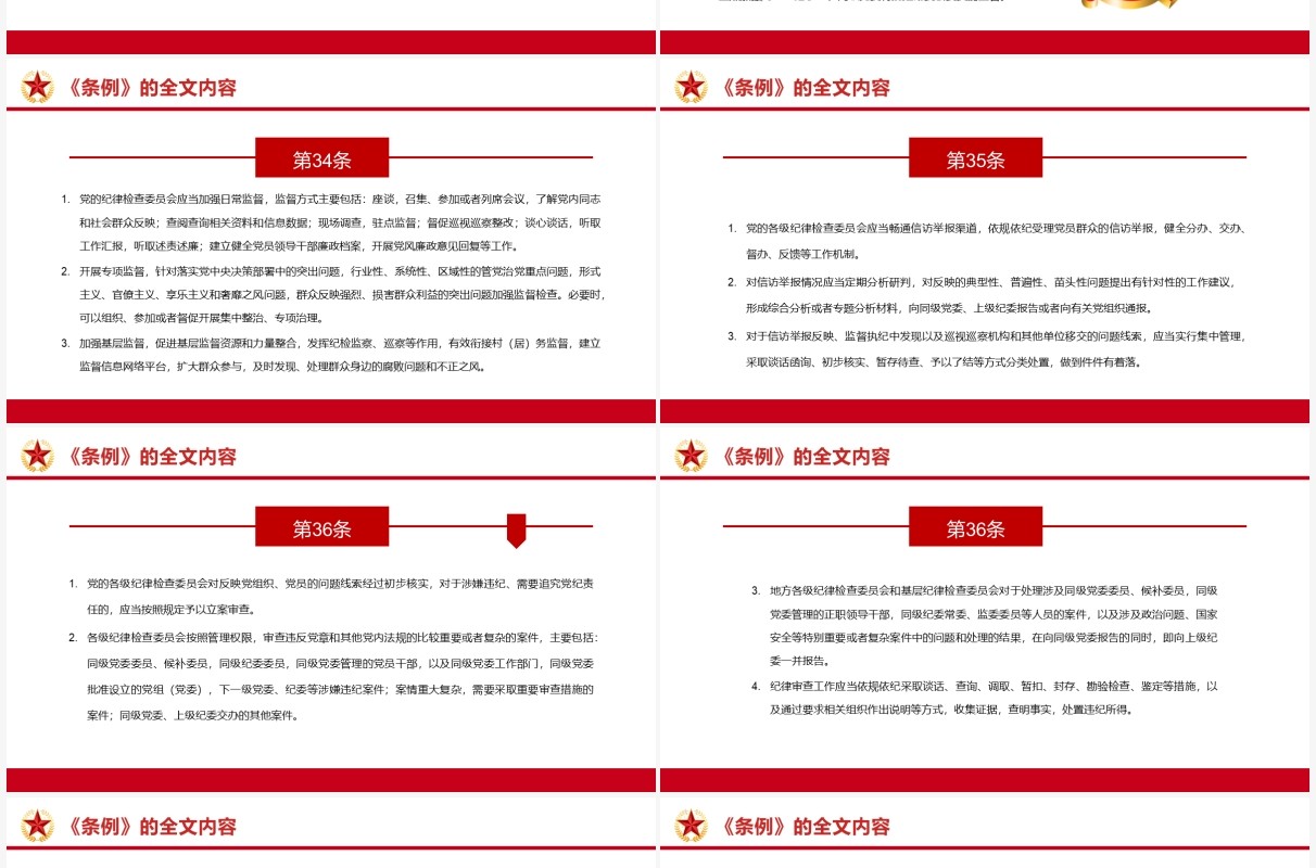 红色简约纪律检查委员会工作条例PPT模板