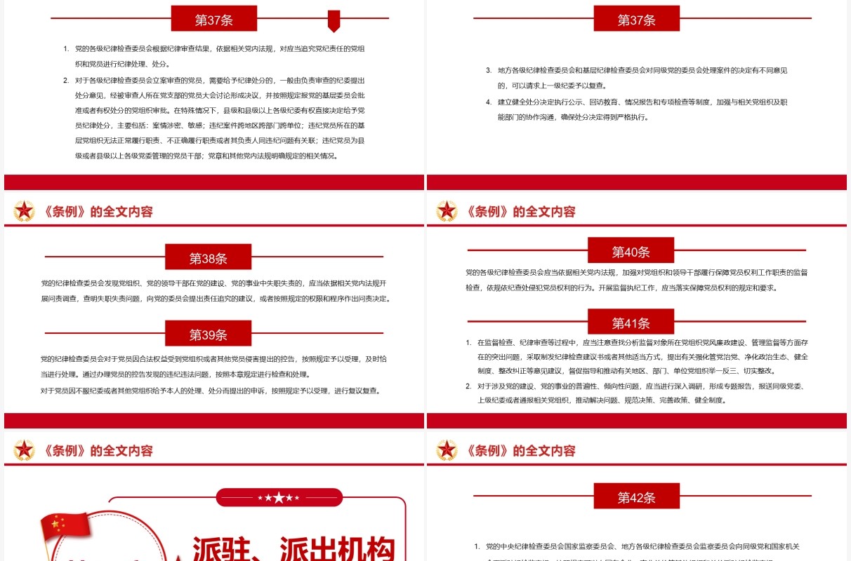 红色简约纪律检查委员会工作条例PPT模板