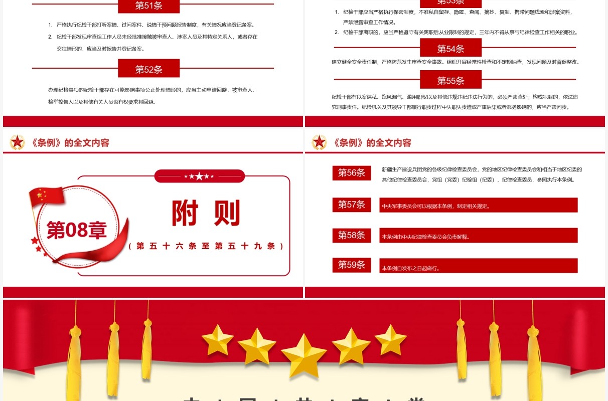 红色简约纪律检查委员会工作条例PPT模板