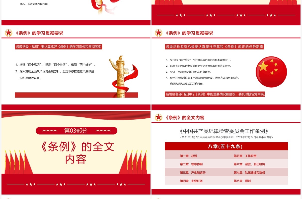 红色简约纪律检查委员会工作条例PPT模板