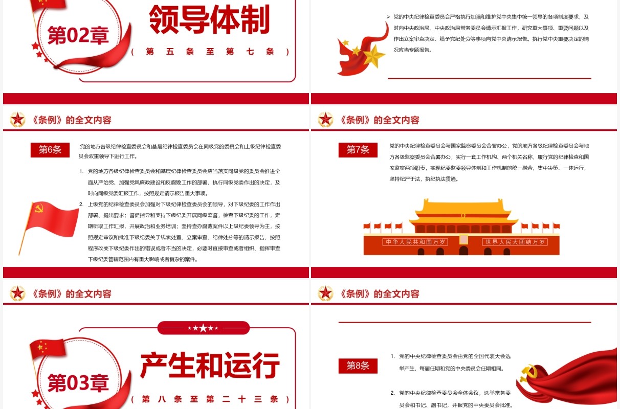 红色简约纪律检查委员会工作条例PPT模板