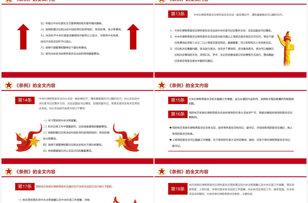 红色简约纪律检查委员会工作条例PPT模板