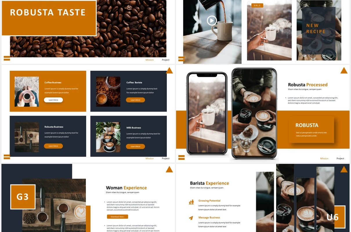 国外咖啡豆宣传介绍PPT模板Robusto Powerpoint Template