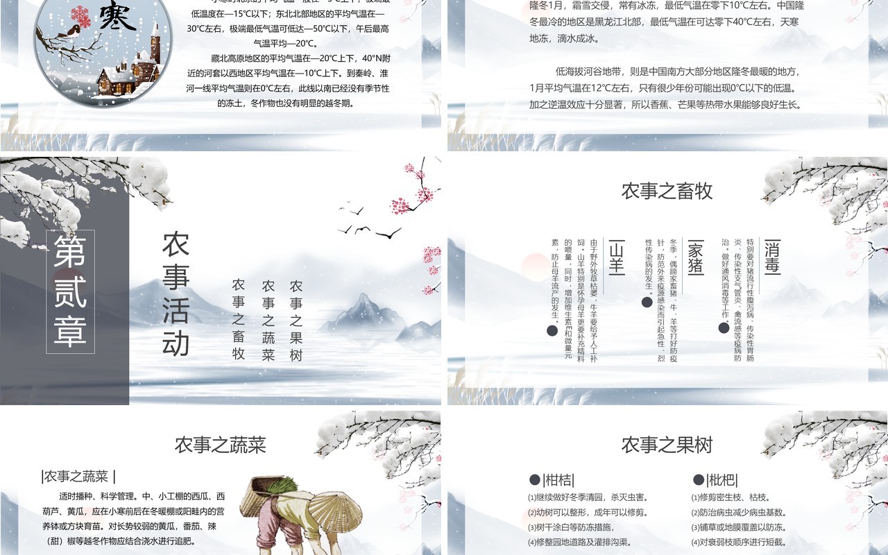 水墨中国风二十四节气小寒节气介绍PPT模板