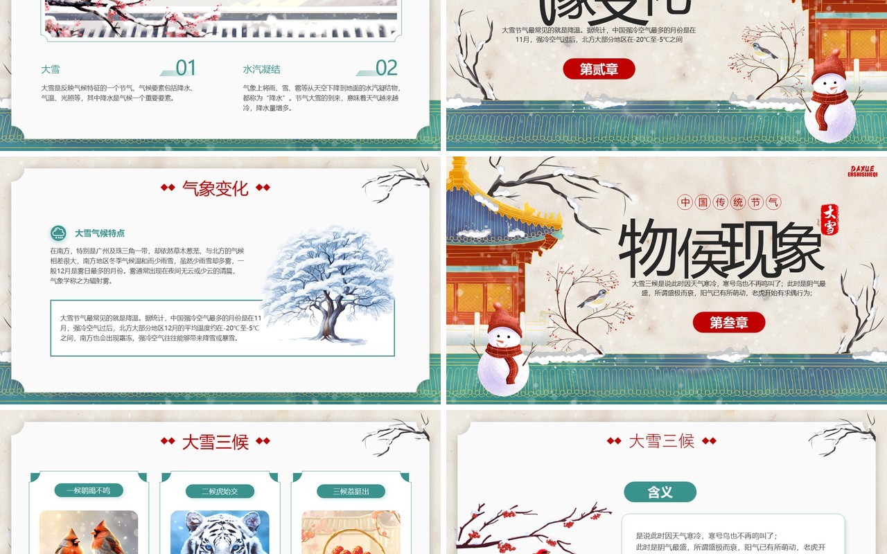 绿色中国风传统二十四节气之大雪PPT模板