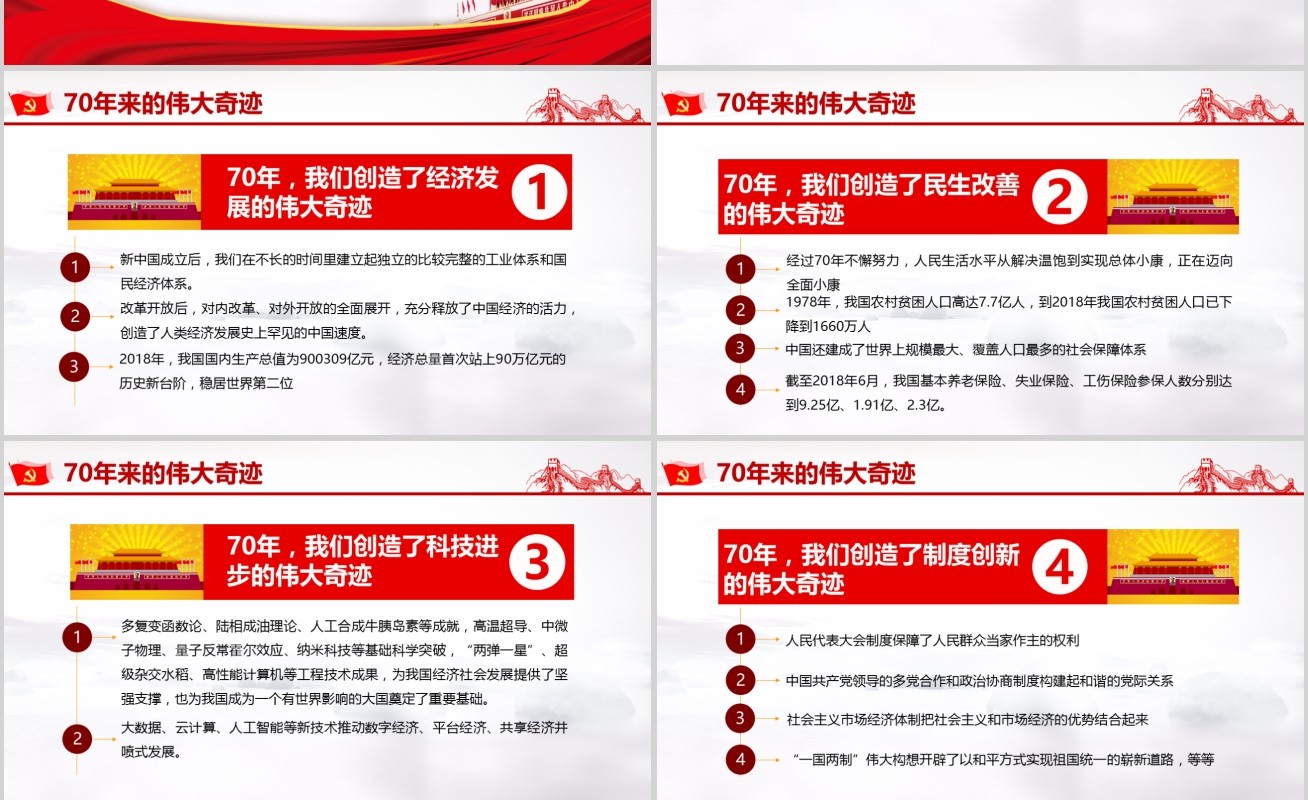 大气我和我的祖国新中国成立70周年建党98周年党课PPT模板