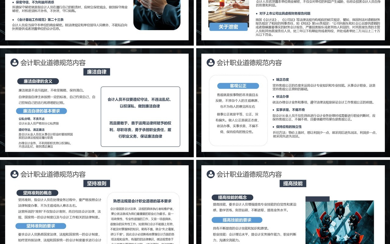 蓝色简约风会计职业道德培训PPT模板