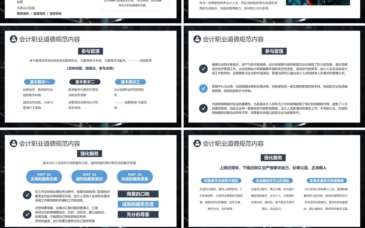 蓝色简约风会计职业道德培训PPT模板