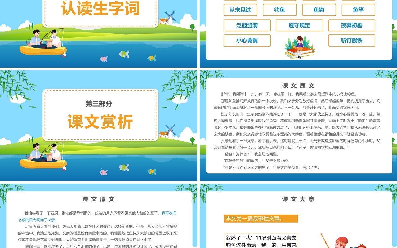 部编版五年级语文上册钓鱼的启示课件PPT模板
