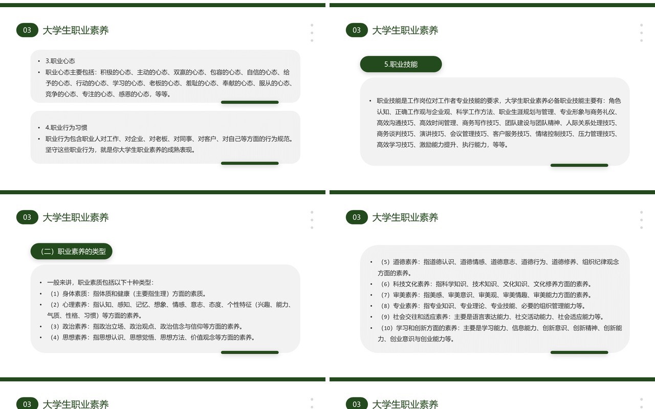 绿色大学生就业能力与职业素养PPT模板