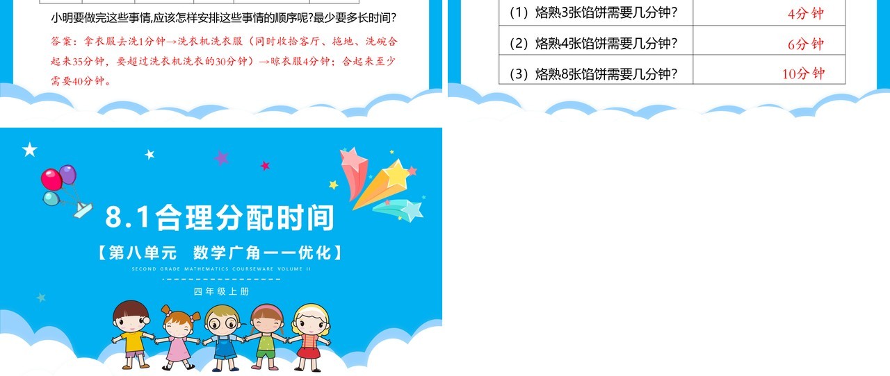 部编版四年级数学上册合理分配时间课件PPT模板