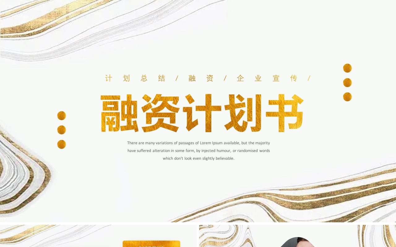 高端白金色融资计划书企业项目宣传PPT模板