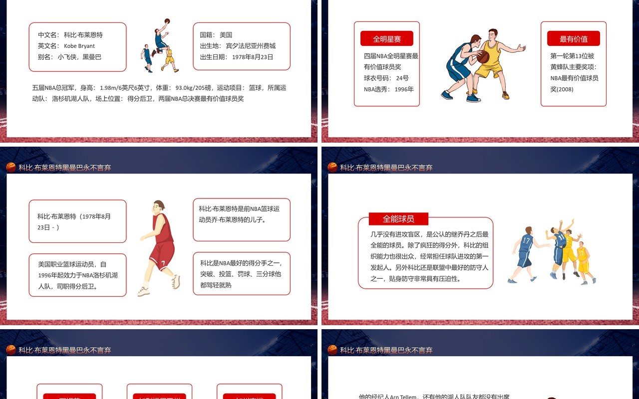 科比·布莱恩特黑曼巴永不言弃动态PPT模板