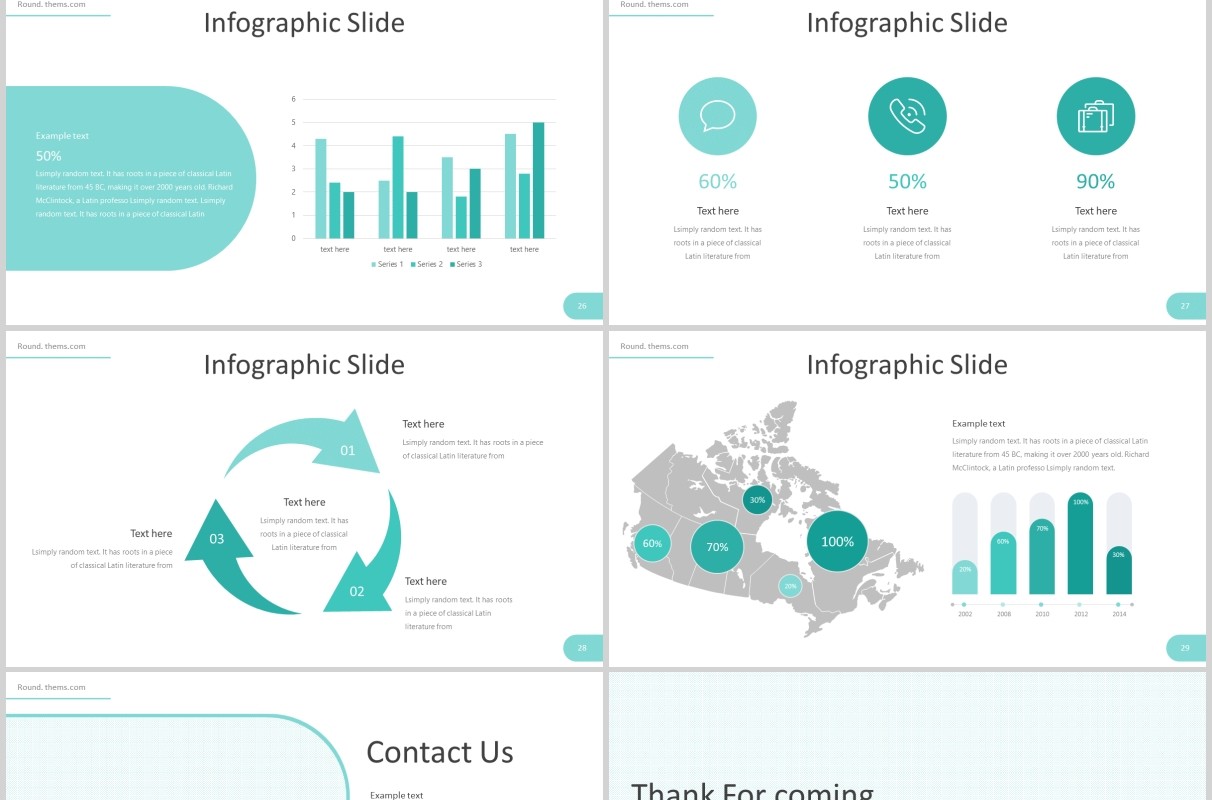 创意圆形插图公司介绍PPT模板信息图表Round - Powerpoint Template