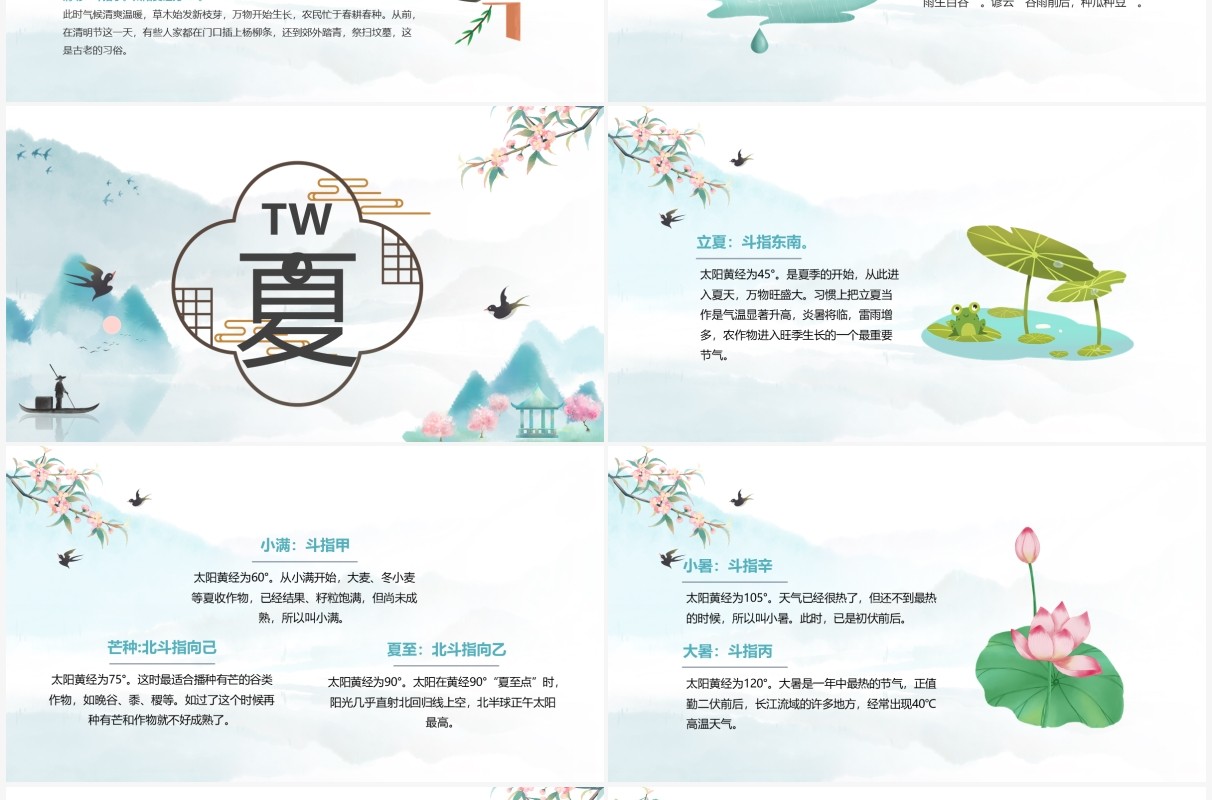 绿色水墨风中国二十四节气传统文化介绍PPT模板